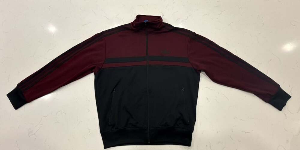 Adidas Track Jacket Size M Burgundy Black Full Zip